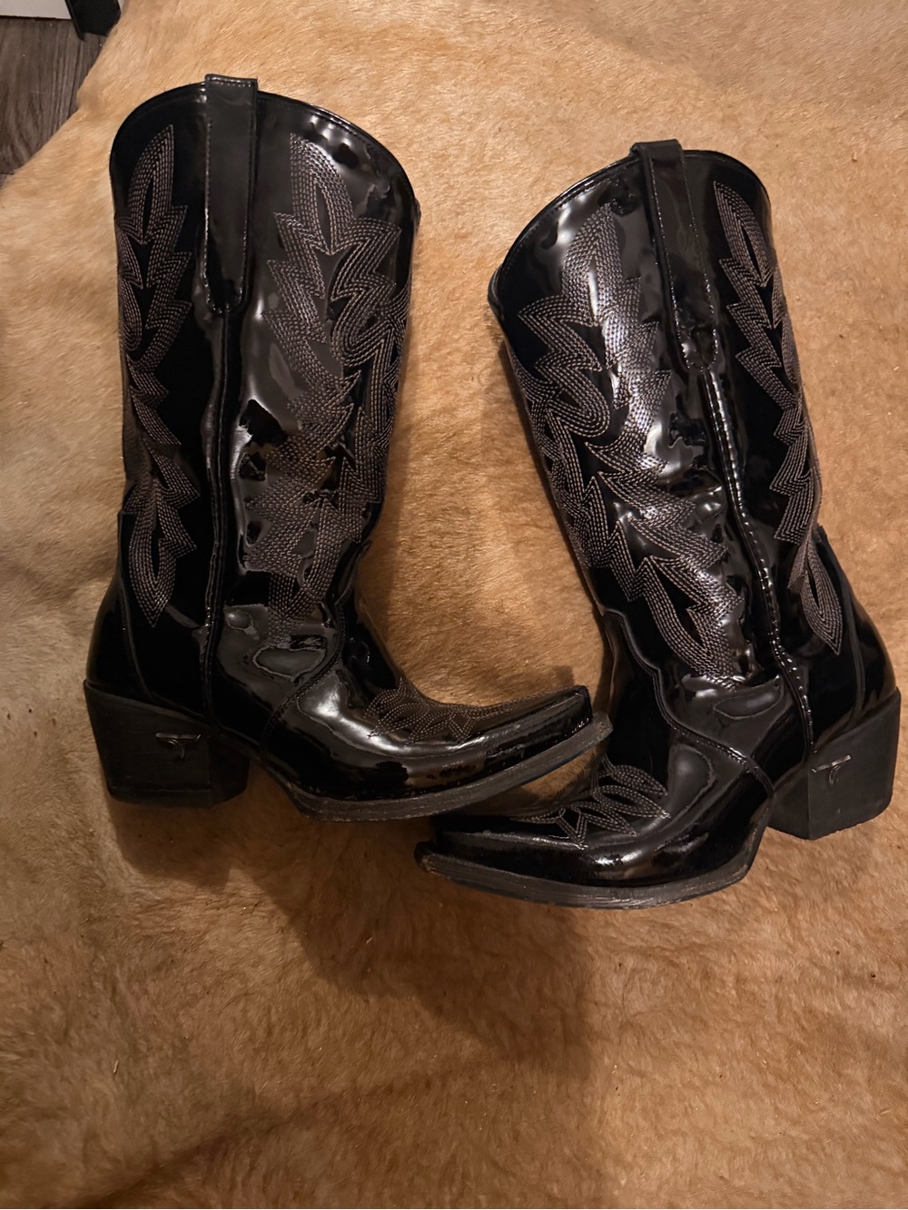 LANE Black Patent Western Cowgirl Boots